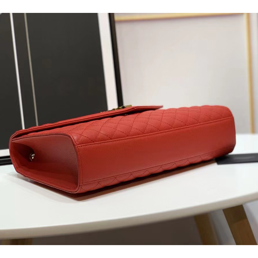 Große Saint Laurent Envelope-Tasche aus geprägtem Matelasse-Leder mit Grain-de-Poudre-Prägung - EUR FASHION