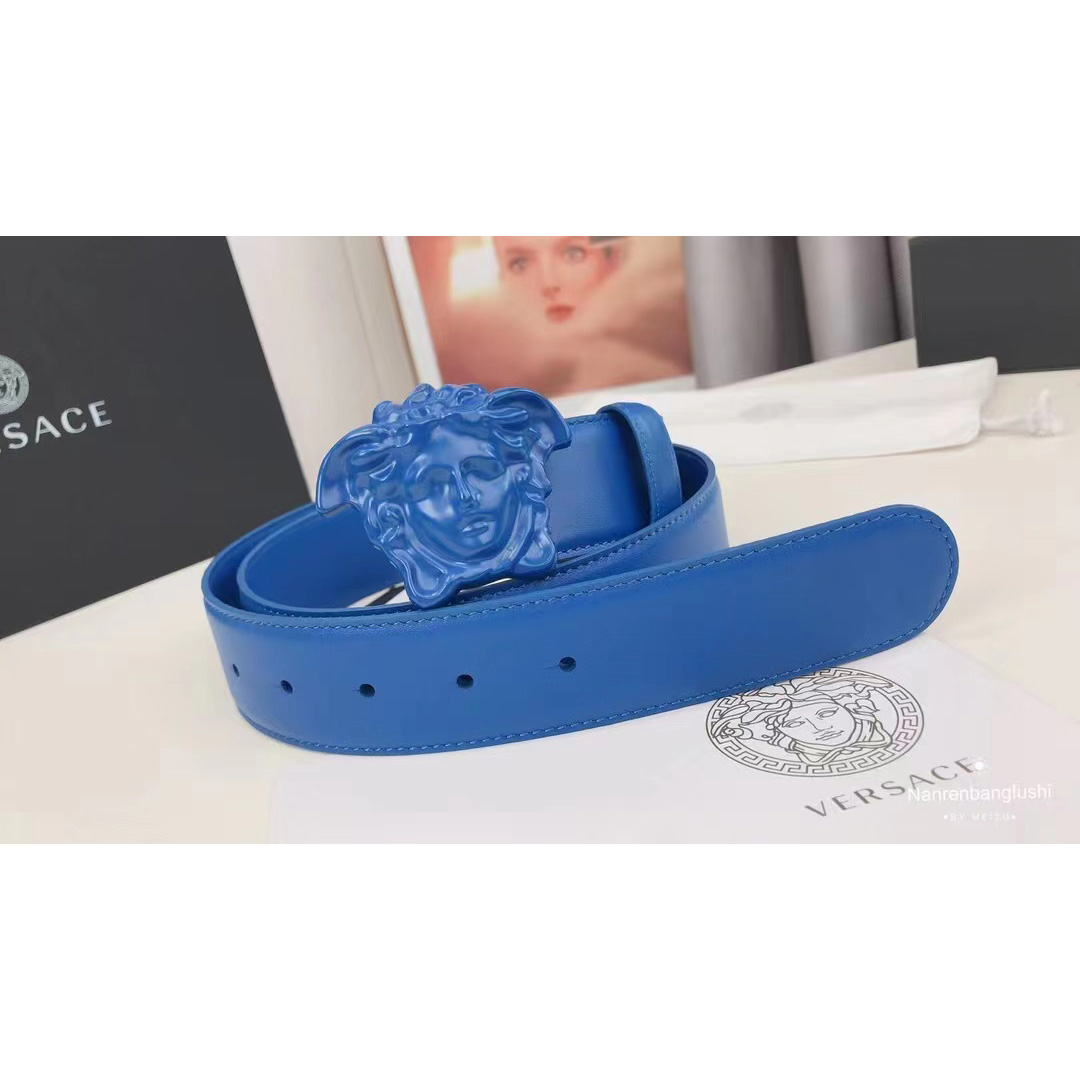 Versace Medusa Head Herrenmode-Gürtel in Blau - EUR FASHION