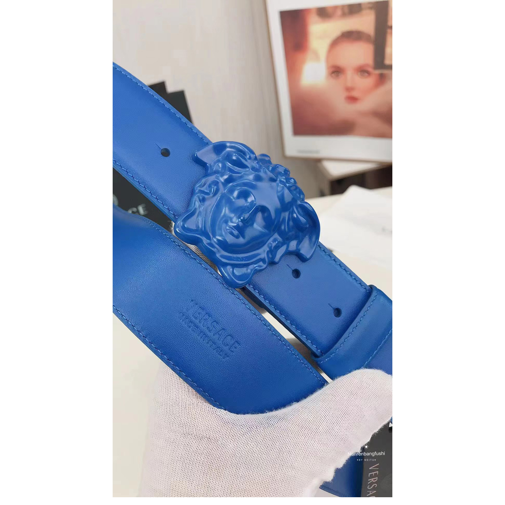 Versace Medusa Head Herrenmode-Gürtel in Blau - EUR FASHION