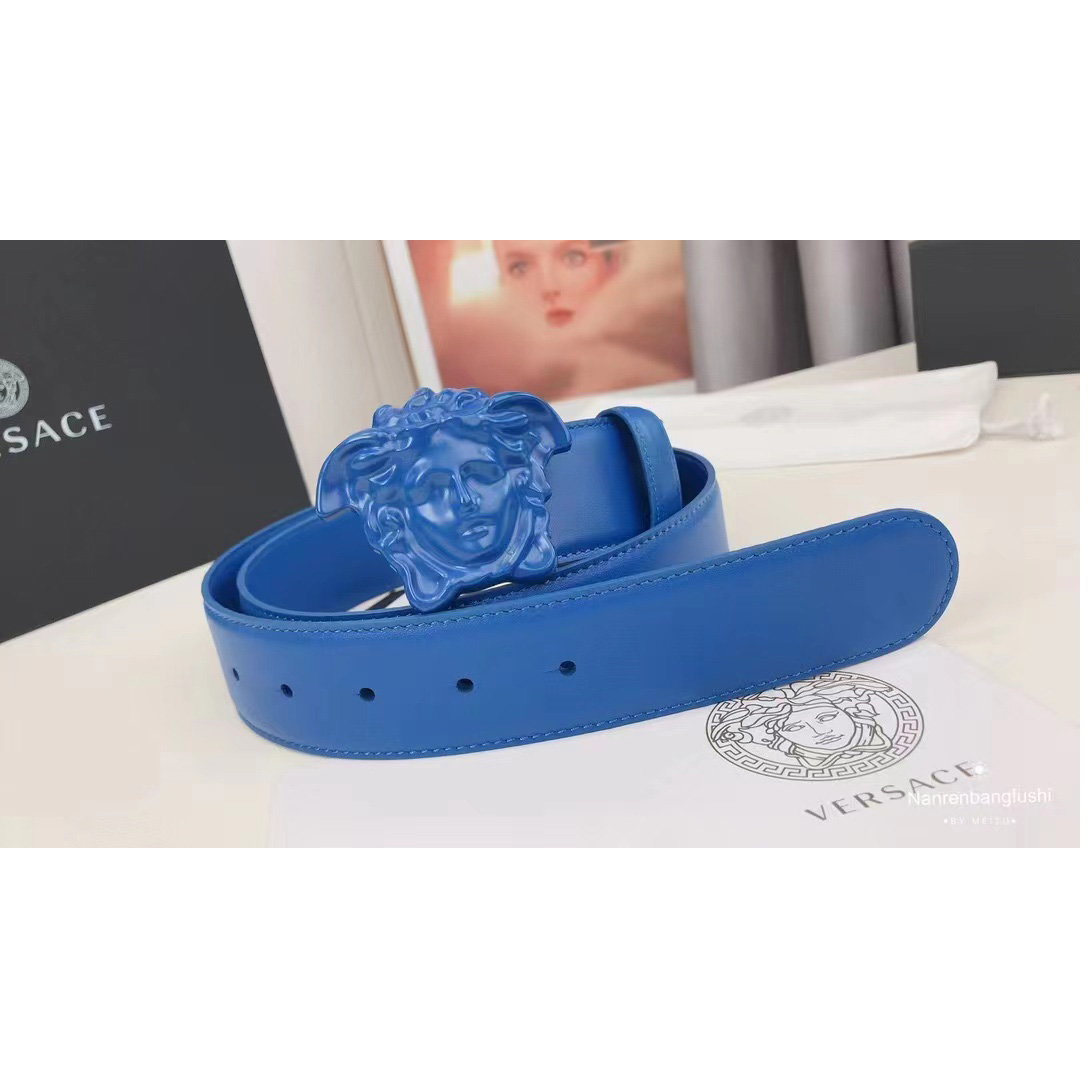 Versace Medusa Head Herrenmode-Gürtel in Blau - EUR FASHION