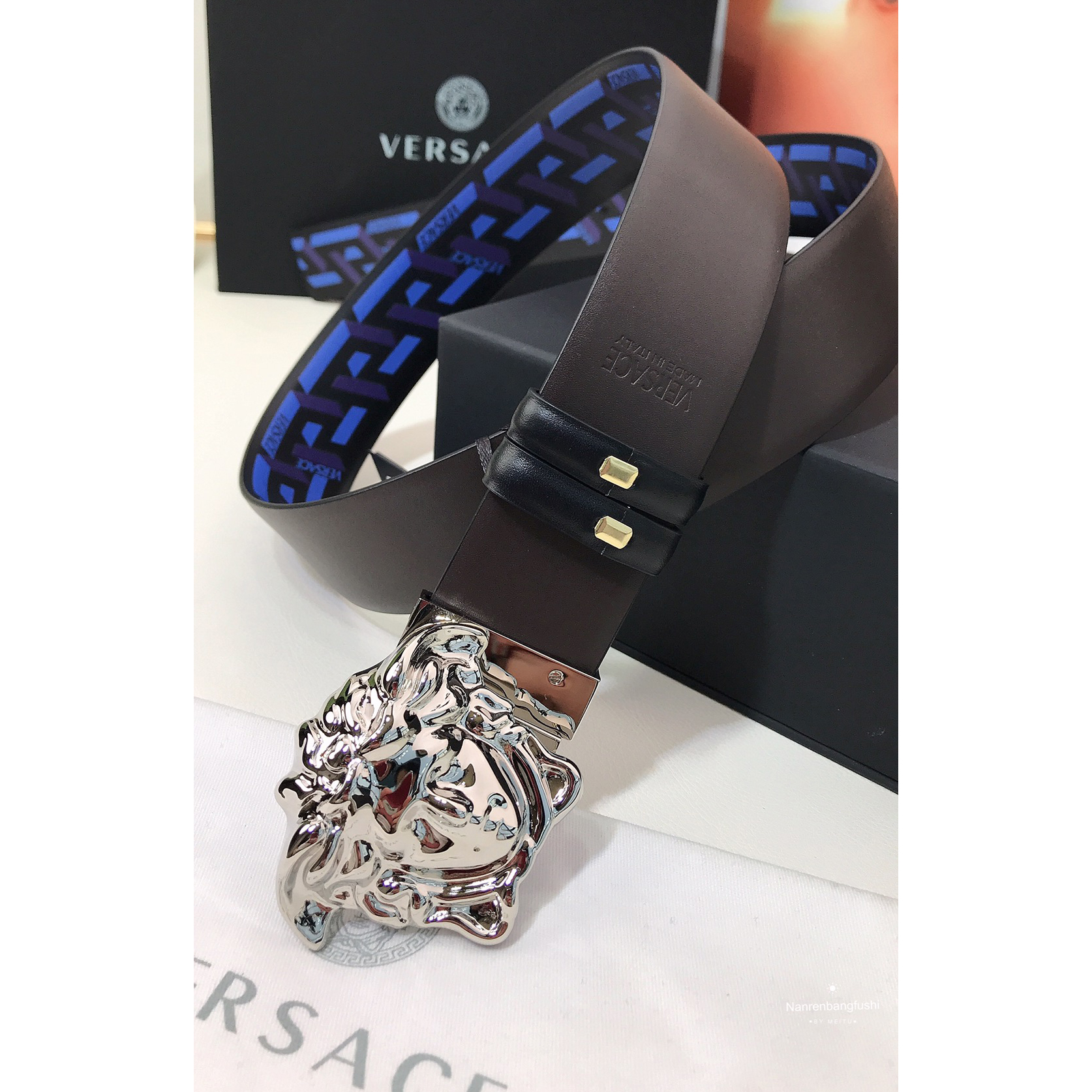 Versace La Greca-Druck 40 mm Gürtel - EUR FASHION