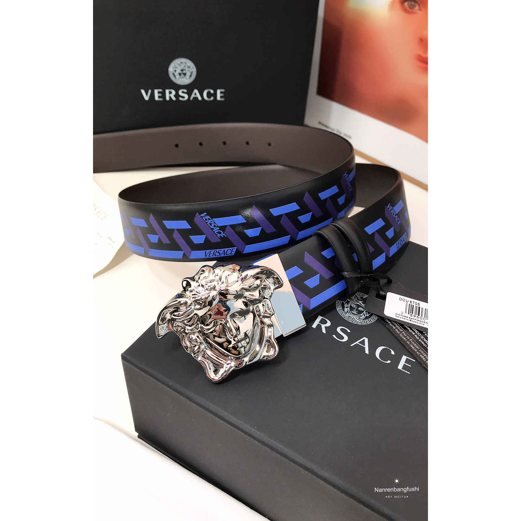 Versace La Greca-Druck 40 mm Gürtel - EUR FASHION