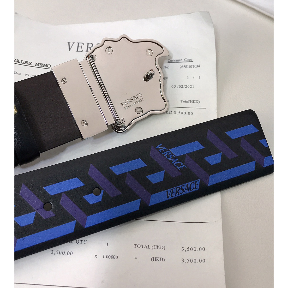 Versace La Greca-Druck 40 mm Gürtel - EUR FASHION