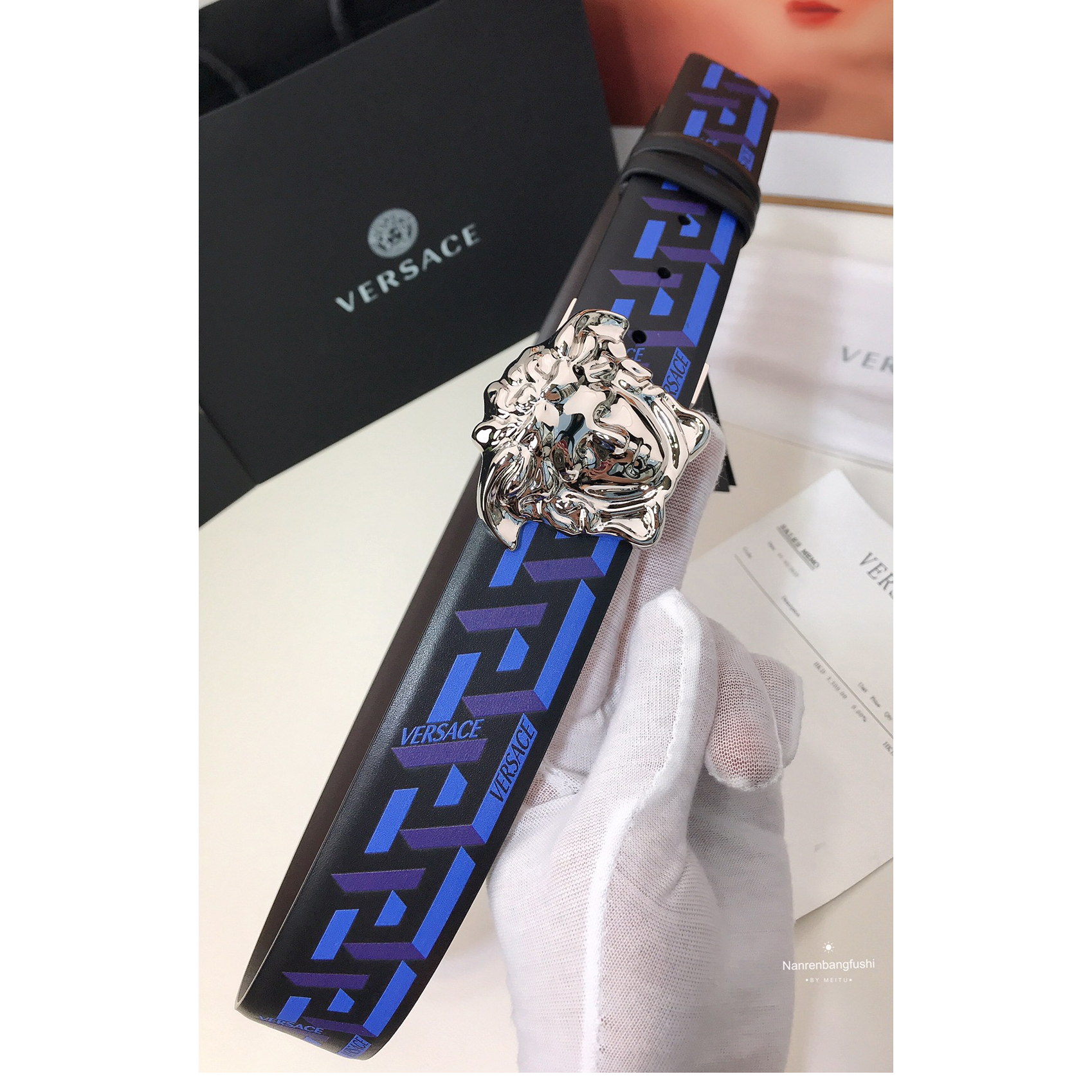 Versace La Greca-Druck 40 mm Gürtel - EUR FASHION