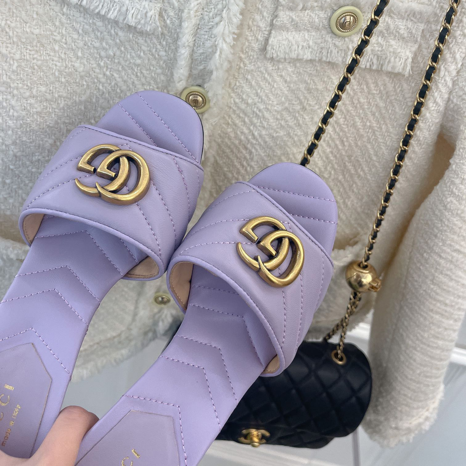 Gucci Double G Slide Sandale für Damen mit einer Absatzhöhe von 7,5 cm - EUR FASHION