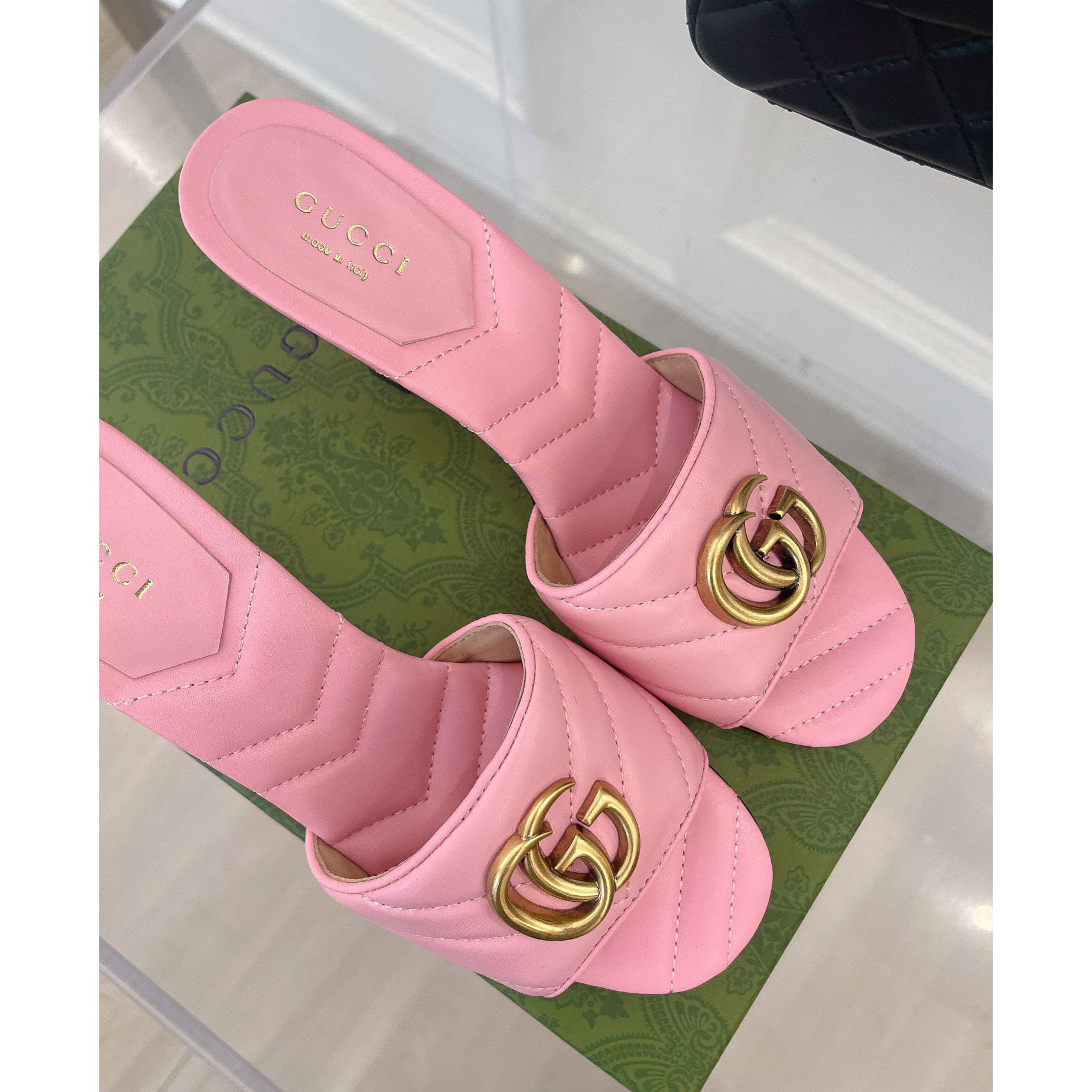 Gucci Double G Slide Sandale für Damen mit einer Absatzhöhe von 7,5 cm - EUR FASHION