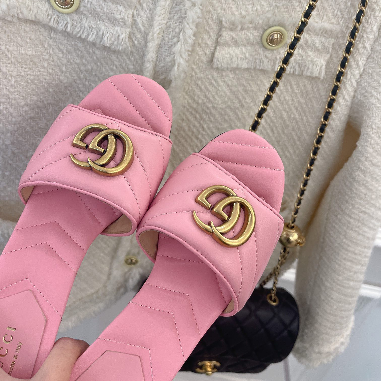 Gucci Double G Slide Sandale für Damen mit einer Absatzhöhe von 7,5 cm - EUR FASHION