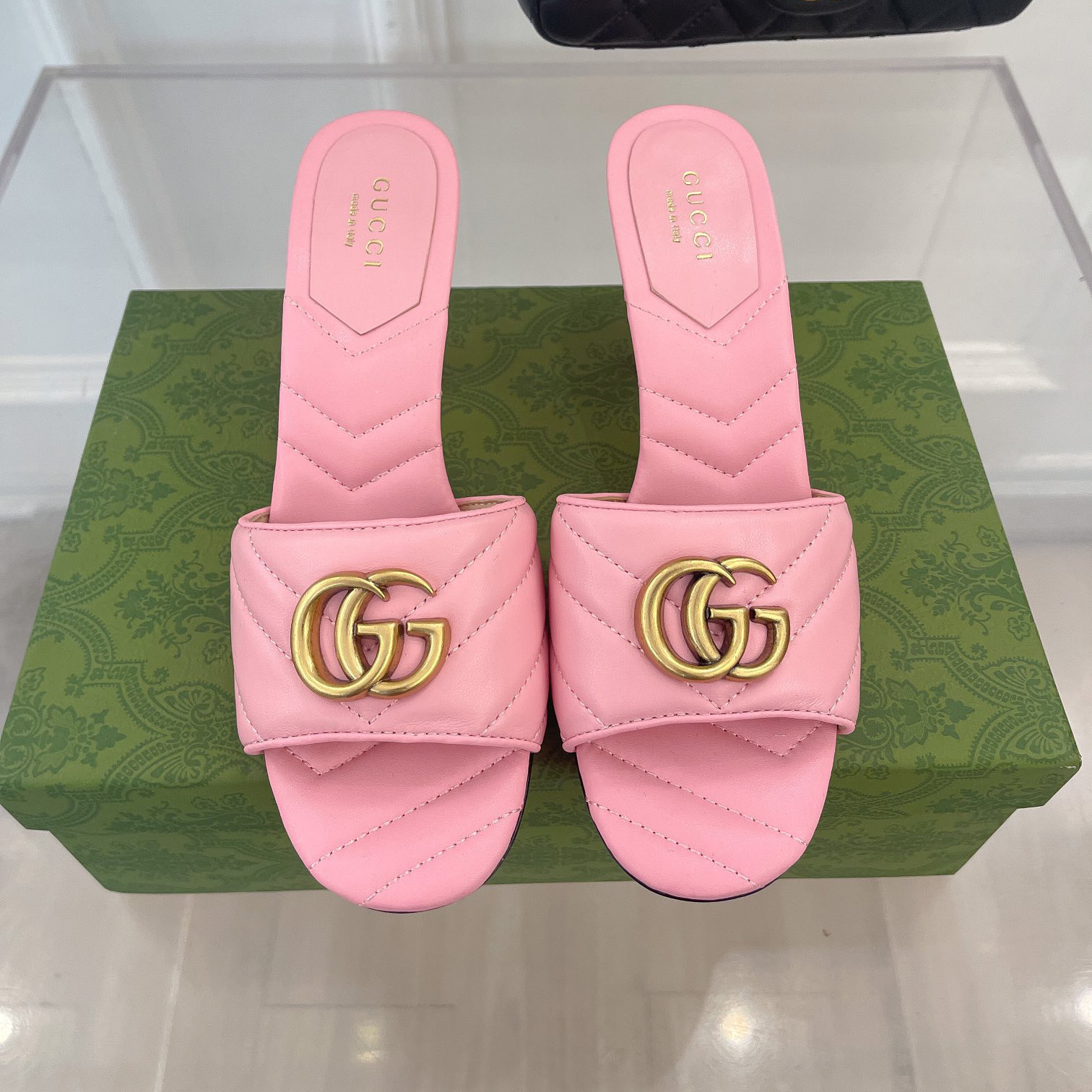 Gucci Double G Slide Sandale für Damen mit einer Absatzhöhe von 7,5 cm - EUR FASHION