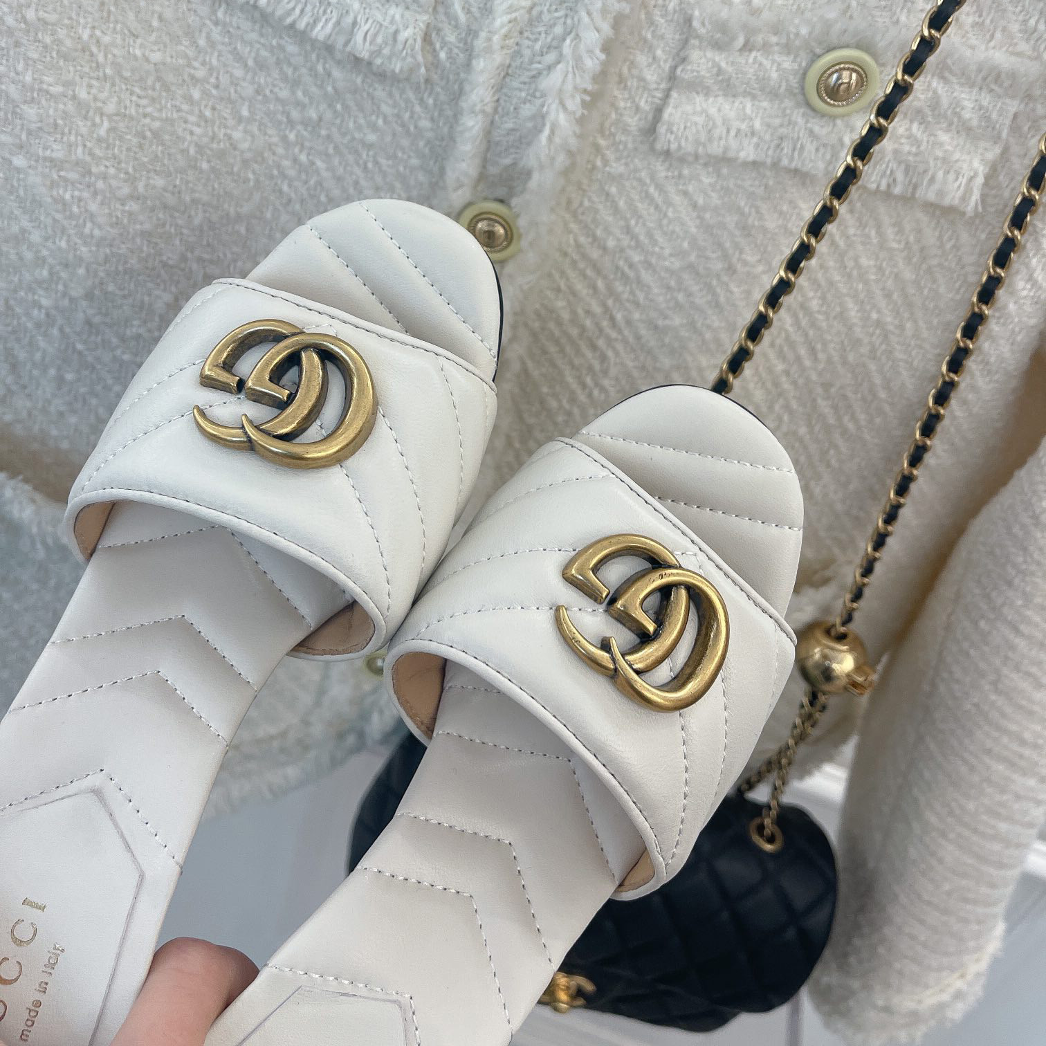 Gucci Double G Slide Sandale für Damen mit einer Absatzhöhe von 7,5 cm - EUR FASHION