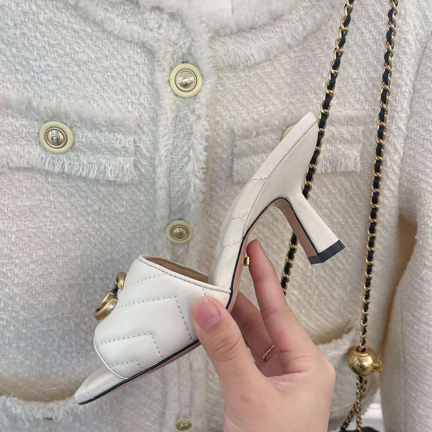 Gucci Double G Slide Sandale für Damen mit einer Absatzhöhe von 7,5 cm - EUR FASHION