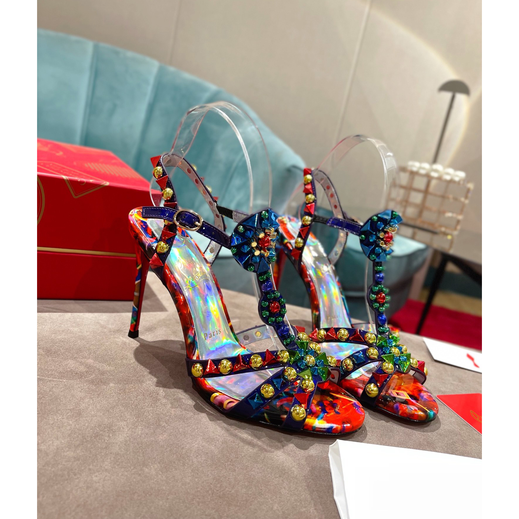 Christian Louboutin Mehrfarbige Sandale (10 cm Absatzhöhe) - EUR FASHION