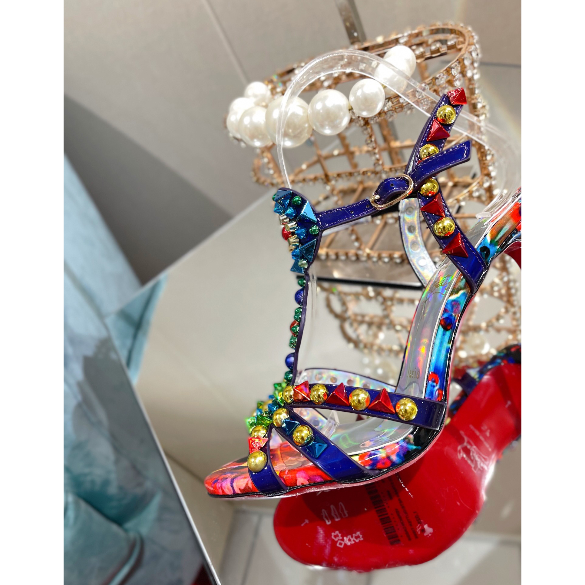 Christian Louboutin Mehrfarbige Sandale (10 cm Absatzhöhe) - EUR FASHION