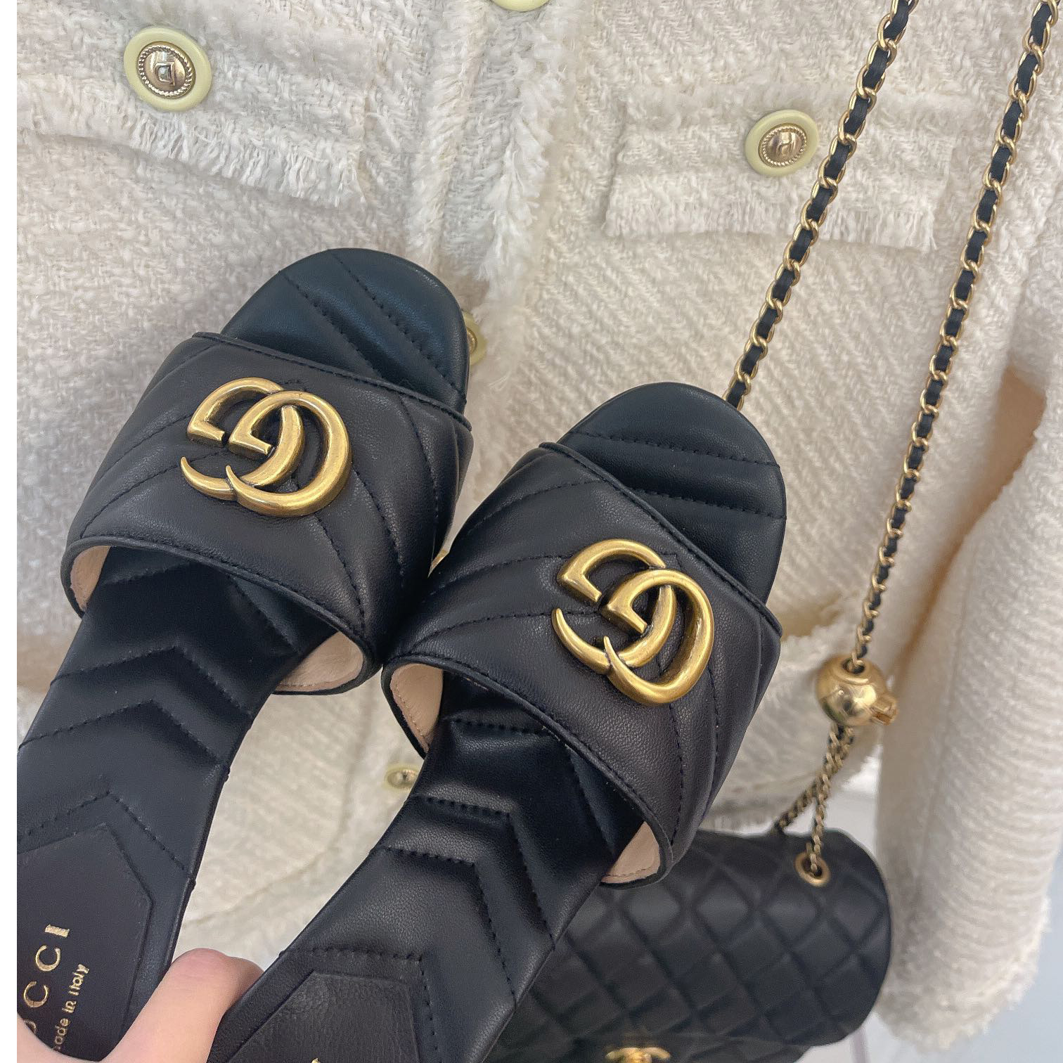 Gucci Double G Slide Sandale für Damen mit einer Absatzhöhe von 7,5 cm - EUR FASHION