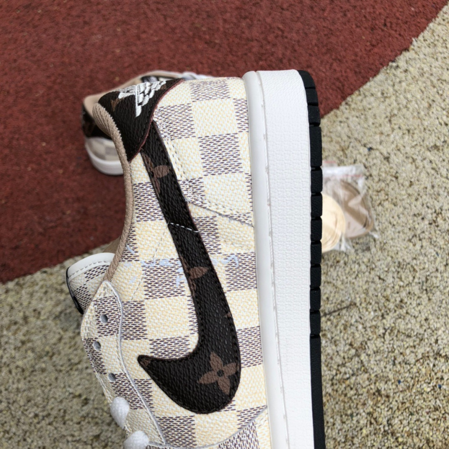 Louis Vuitton x Travis Scott x Nike Air Jordan 1 Low OG SP „Damier Azur/Braun/LV Monogram“ Sneaker DM7866-616 - EUR FASHION