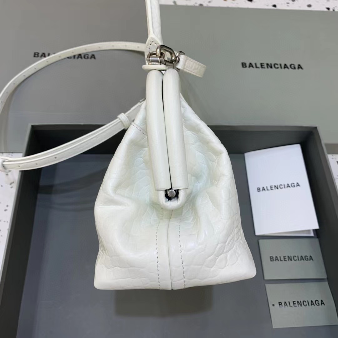 Balenciaga Damen Editor Kleine Tasche mit Krokodilprägung in Weiß (27-15,5-11CM) - EUR FASHION