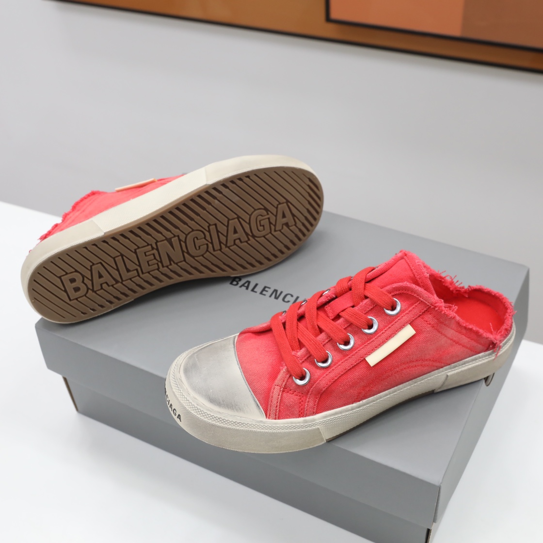 Balenciaga Herren Paris Sneaker Mule in Rot - EUR FASHION