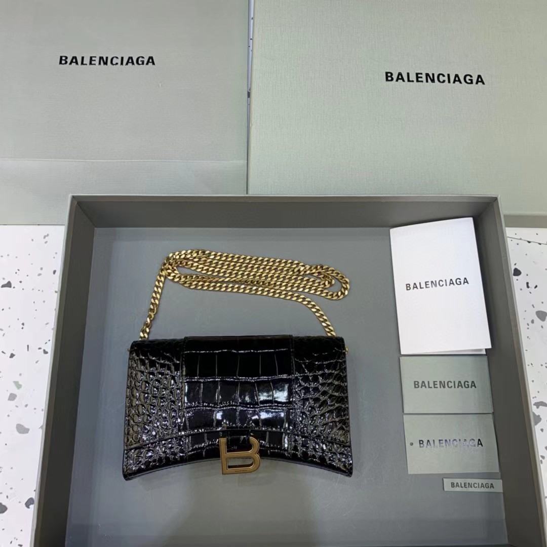 Balenciaga Hourglass-Geldbörse mit Kette (19,5–12–5 cm) - EUR FASHION