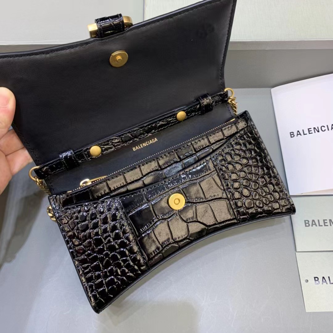Balenciaga Hourglass-Geldbörse mit Kette (19,5–12–5 cm) - EUR FASHION