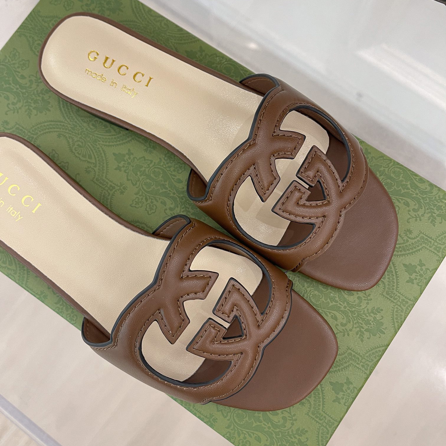 Gucci Damen-Slide-Sandale mit ineinandergreifendem G-Ausschnitt - EUR FASHION