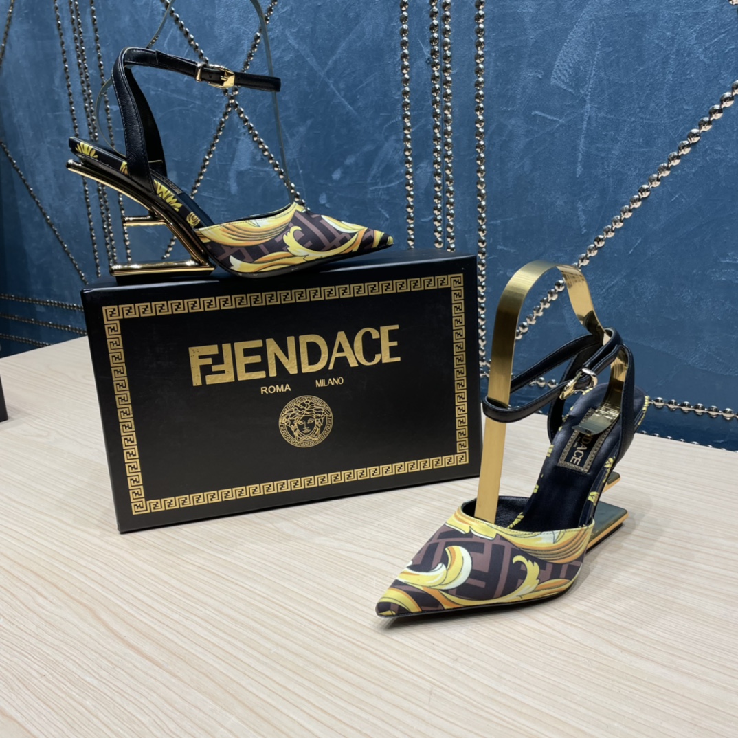 Fendi x Versace Fendace bedruckte hochhackige Seiden-Slingbacks - EUR FASHION