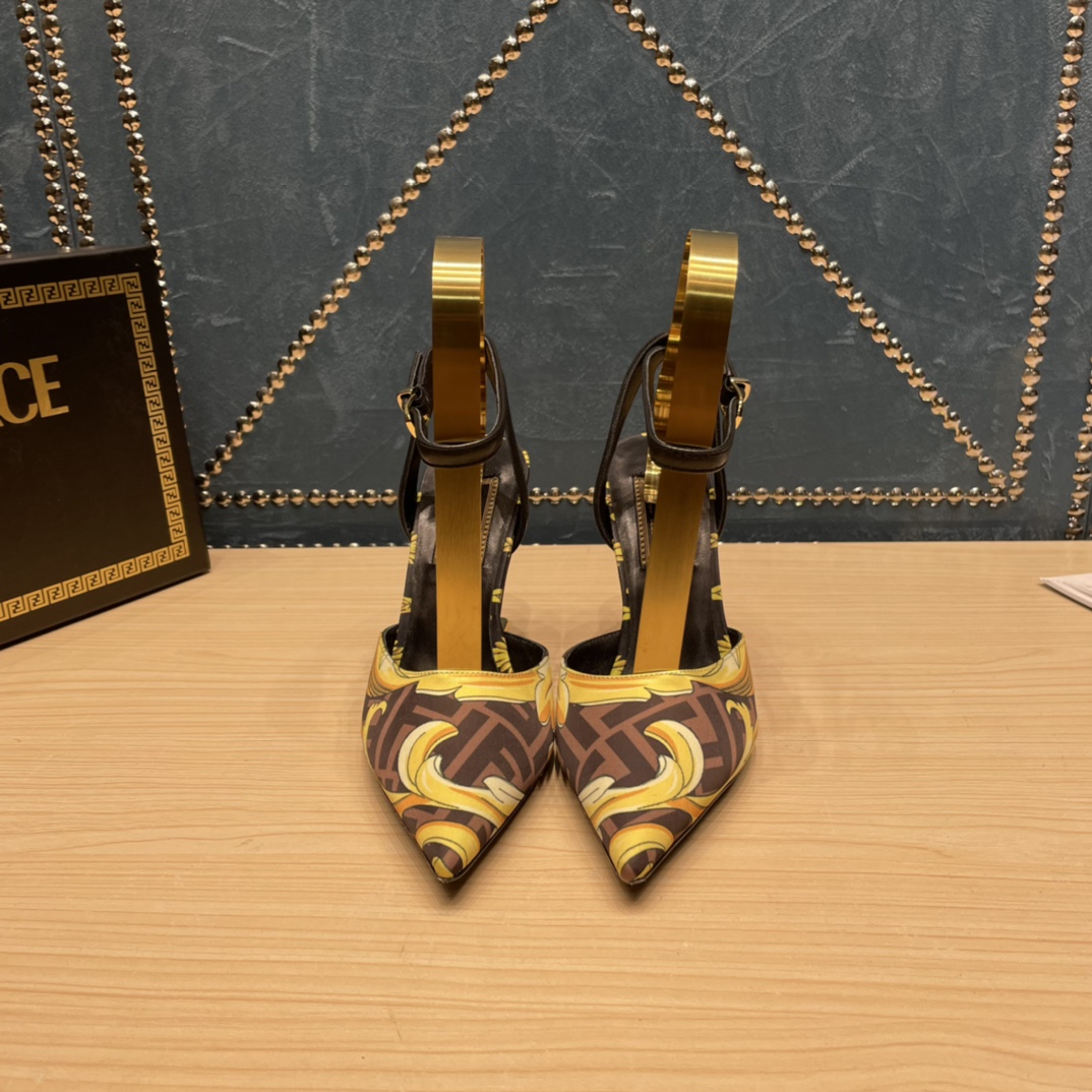 Fendi x Versace Fendace bedruckte hochhackige Seiden-Slingbacks - EUR FASHION