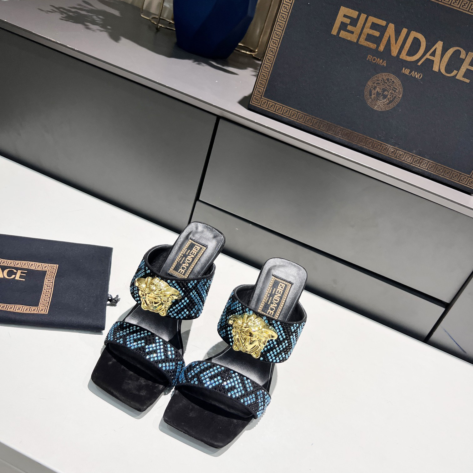 Versace Fendace FF Jacquard-Pantoletten - EUR FASHION