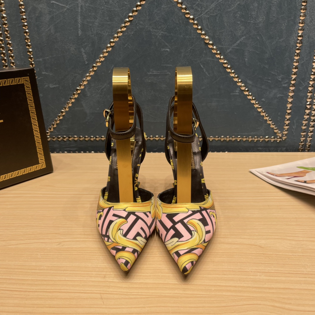 Fendi x Versace Fendace bedruckte hochhackige Seiden-Slingbacks - EUR FASHION