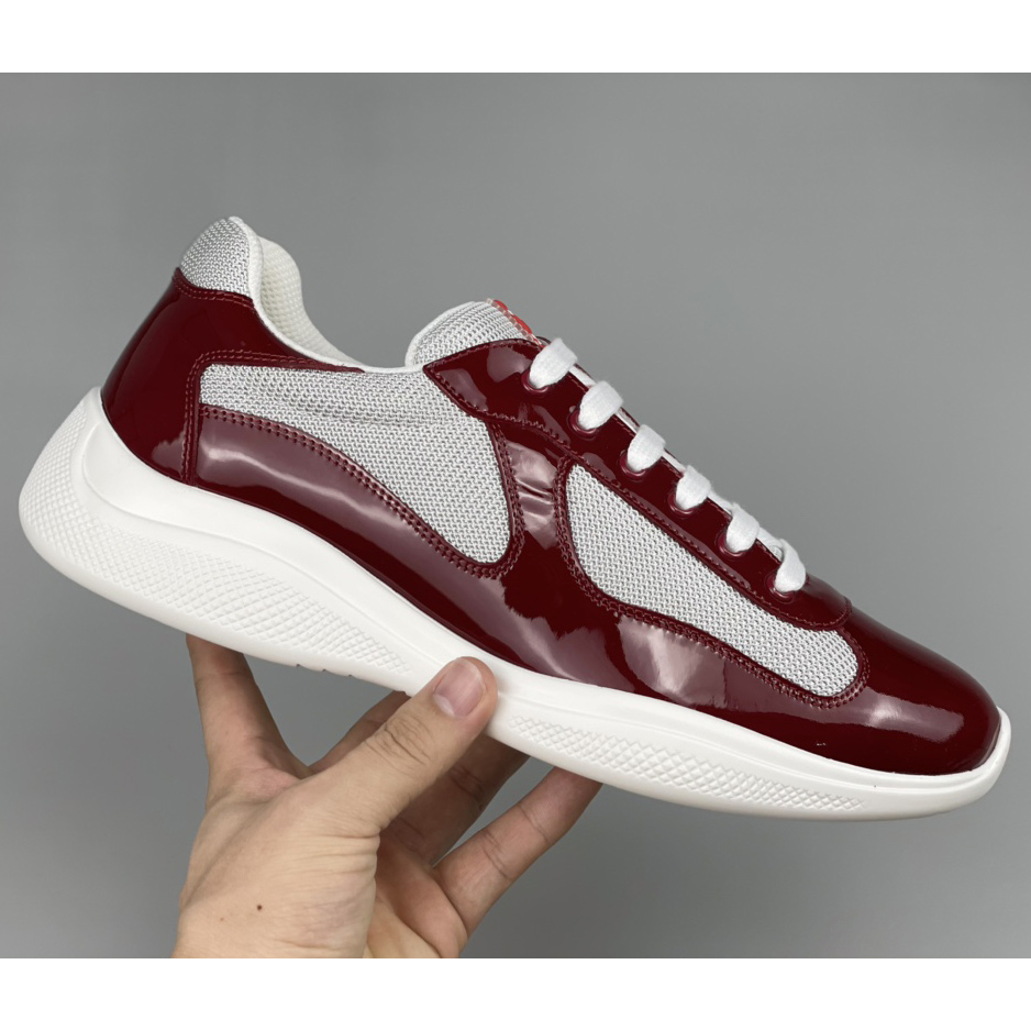 Prada America's Cup-Sneaker für Herren in Rubinrot/Weiß - EUR FASHION
