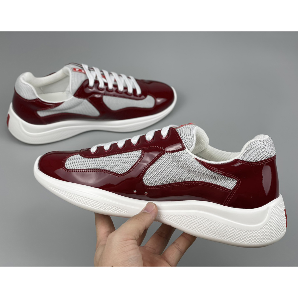 Prada America's Cup-Sneaker für Herren in Rubinrot/Weiß - EUR FASHION