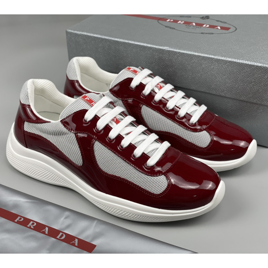 Prada America's Cup-Sneaker für Herren in Rubinrot/Weiß - EUR FASHION