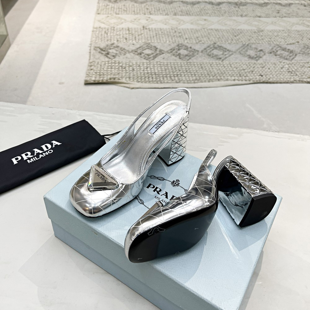Prada Slingback-Pumps aus Metallic-Leder - EUR FASHION