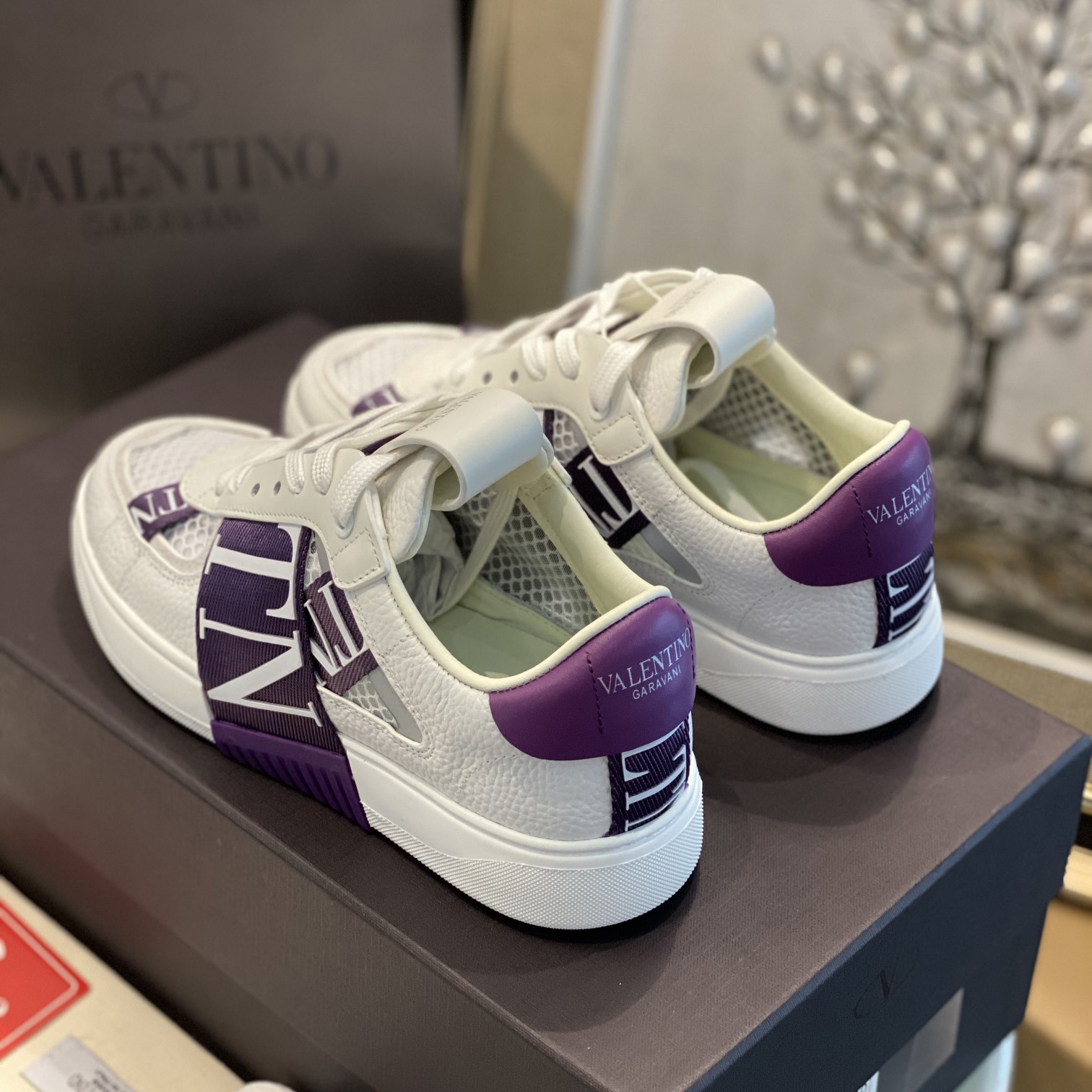 Low-Top-Sneaker „Valenti“ aus Kalbsleder und Mesh „VL7N“ mit Bändern - EUR FASHION