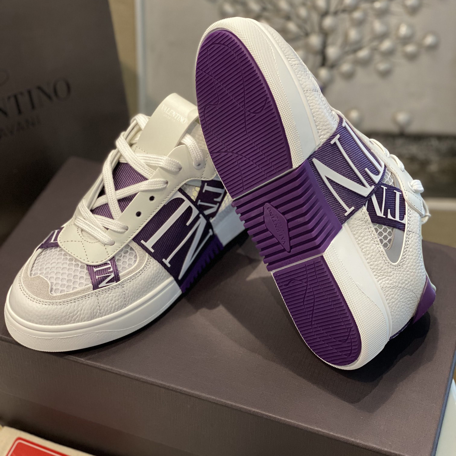 Low-Top-Sneaker „Valenti“ aus Kalbsleder und Mesh „VL7N“ mit Bändern - EUR FASHION