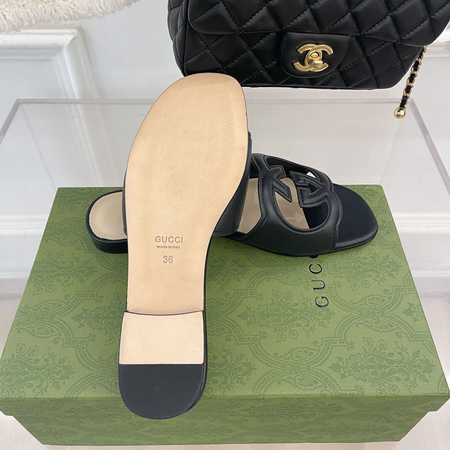 Gucci Damen-Slide-Sandale mit ineinandergreifendem G-Ausschnitt - EUR FASHION