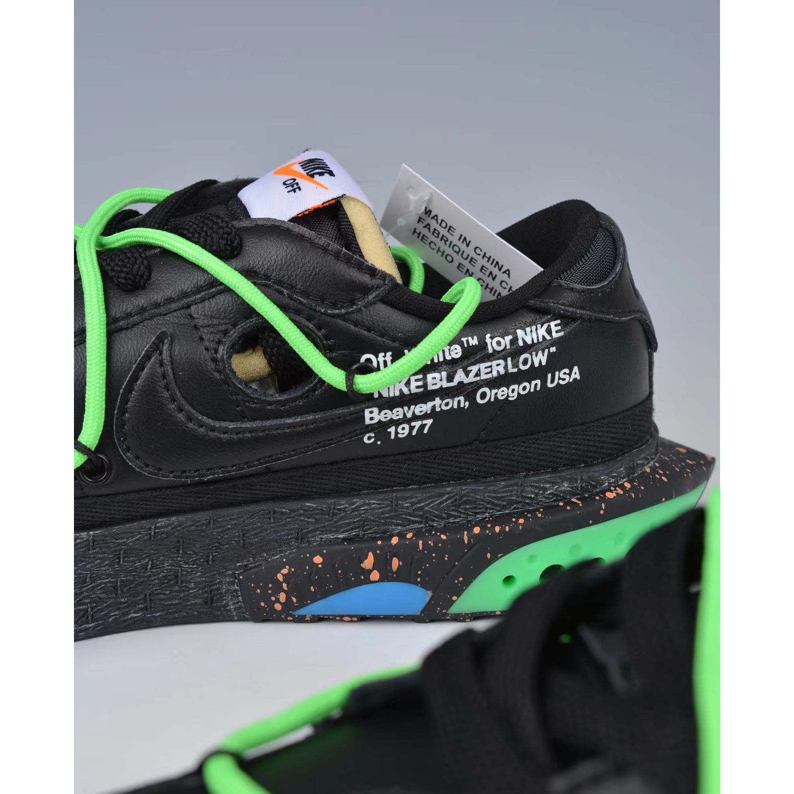Off-White x Nike Blazer Low „Schwarzschwarz-Grün“ - EUR FASHION
