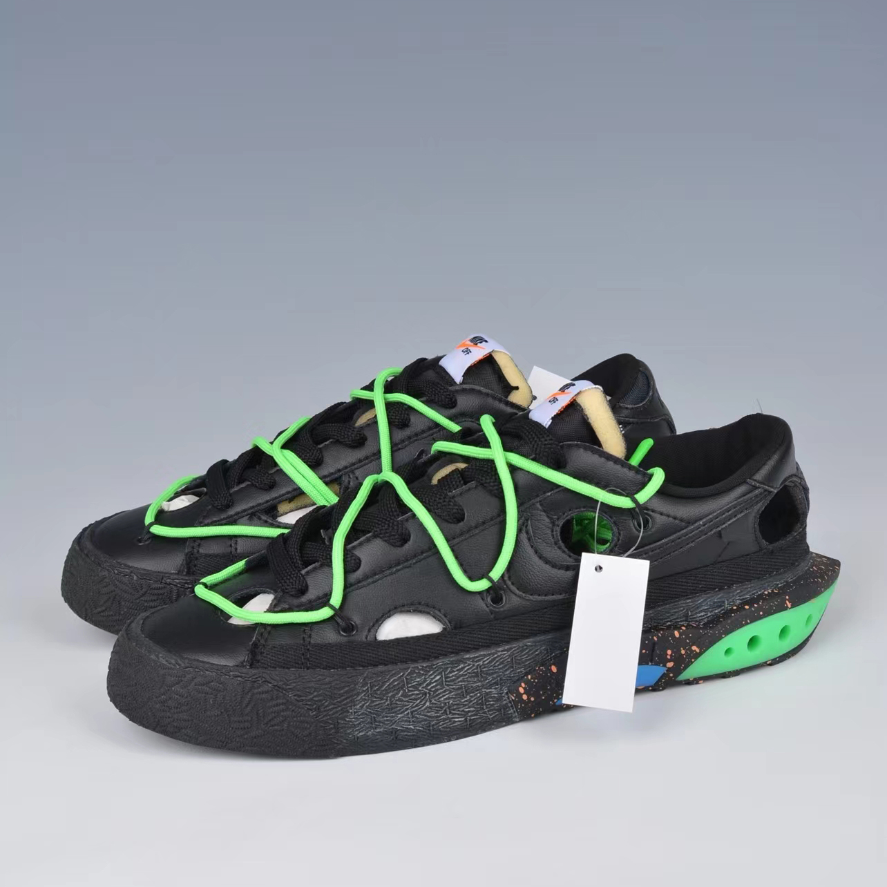 Off-White x Nike Blazer Low „Schwarzschwarz-Grün“ - EUR FASHION