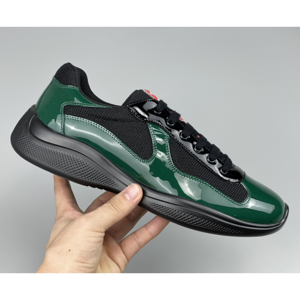 Prada America's Cup-Sneaker für Herren in Flaschengrün/Schwarz - EUR FASHION