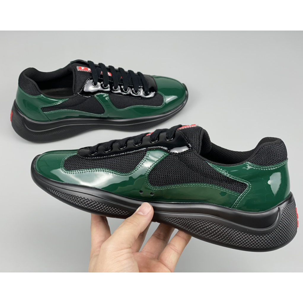 Prada America's Cup-Sneaker für Herren in Flaschengrün/Schwarz - EUR FASHION