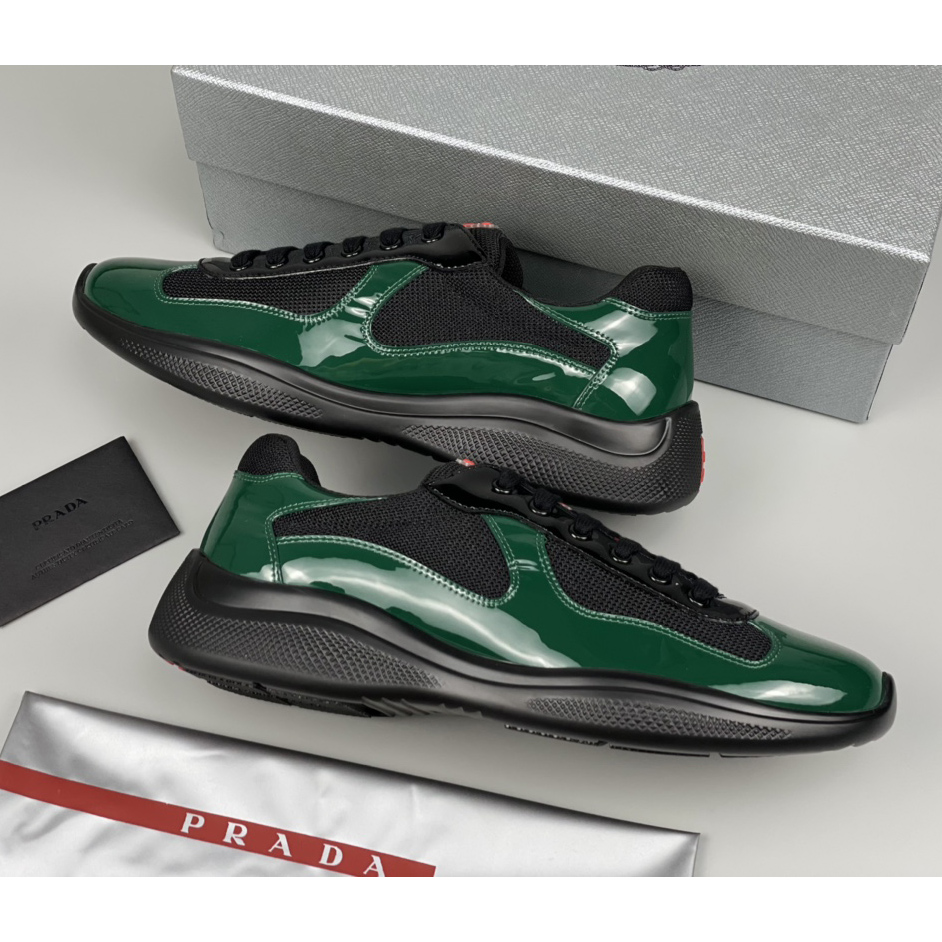 Prada America's Cup-Sneaker für Herren in Flaschengrün/Schwarz - EUR FASHION