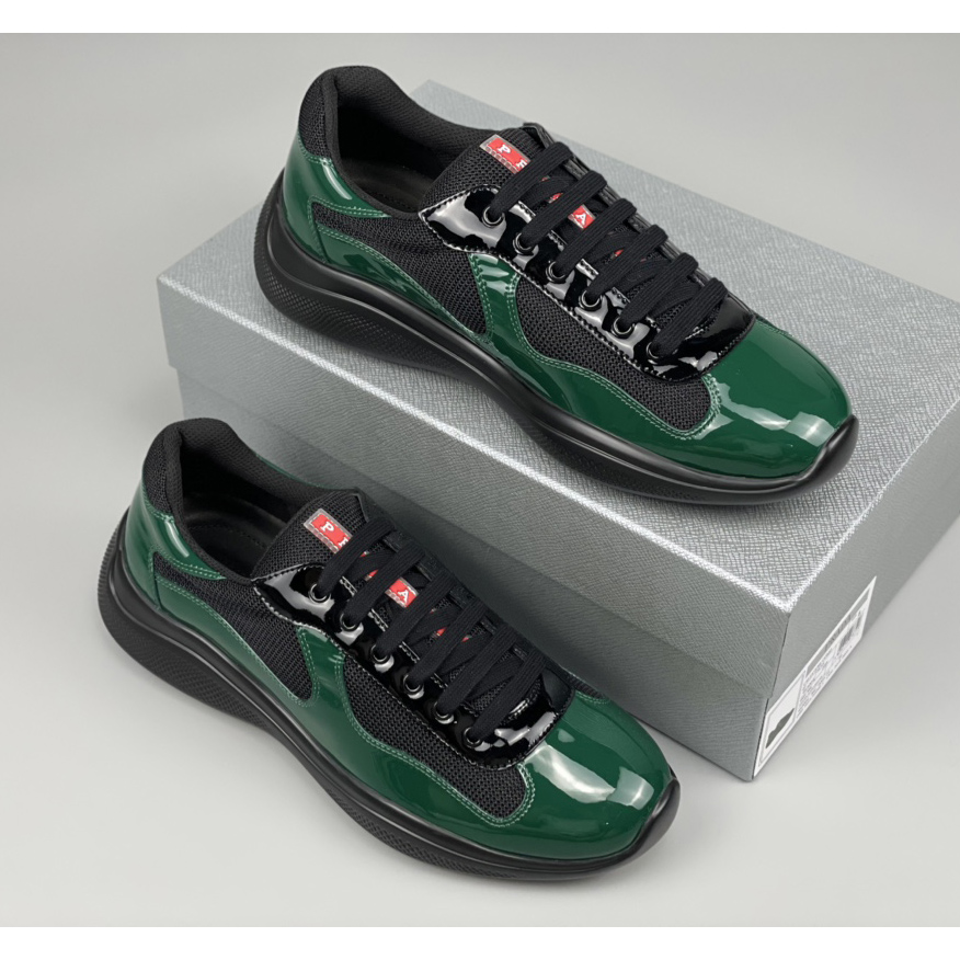 Prada America's Cup-Sneaker für Herren in Flaschengrün/Schwarz - EUR FASHION