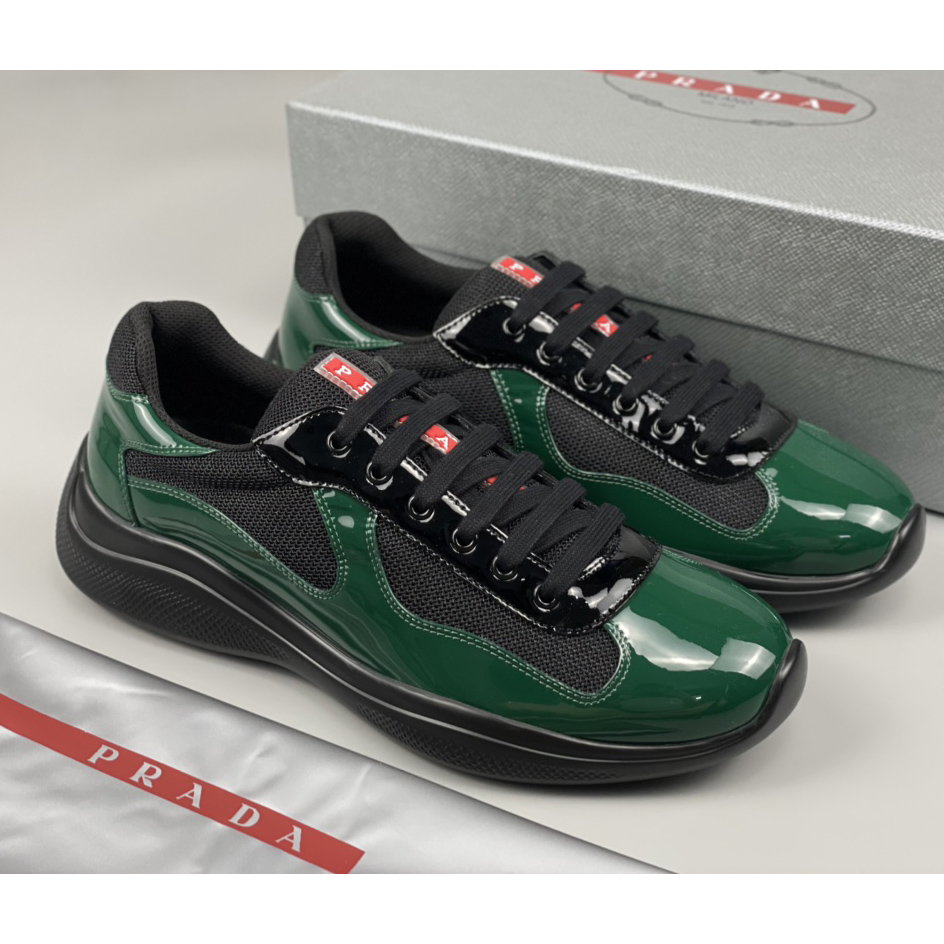 Prada America's Cup-Sneaker für Herren in Flaschengrün/Schwarz - EUR FASHION