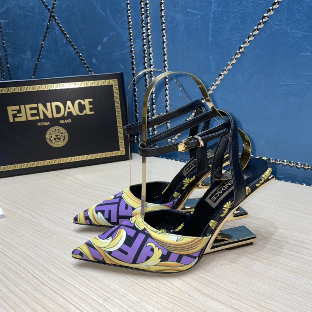 Fendi x Versace Fendace bedruckte hochhackige Seiden-Slingbacks - EUR FASHION