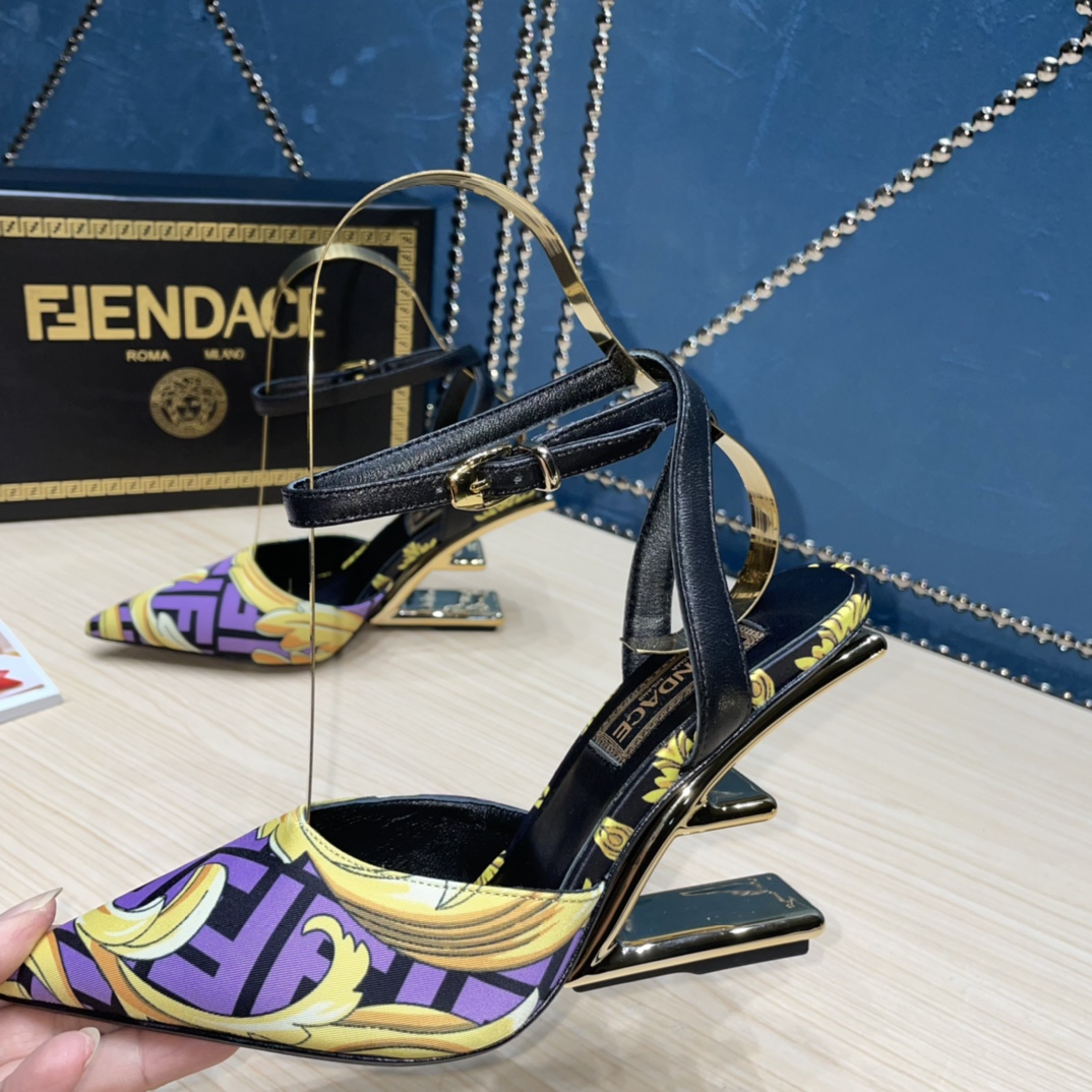 Fendi x Versace Fendace bedruckte hochhackige Seiden-Slingbacks - EUR FASHION