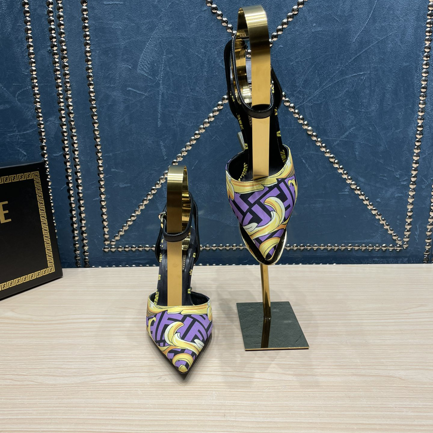 Fendi x Versace Fendace bedruckte hochhackige Seiden-Slingbacks - EUR FASHION
