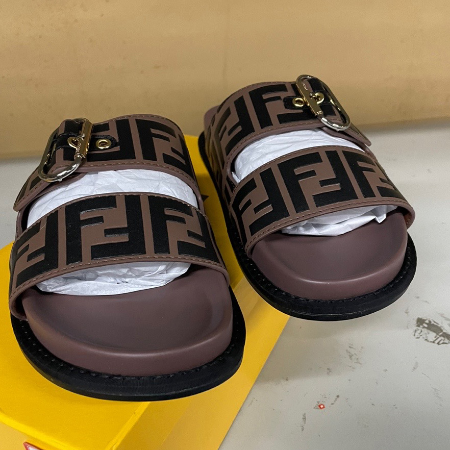 Fendi mehrfarbige Leder-Slipper (braun) - EUR FASHION