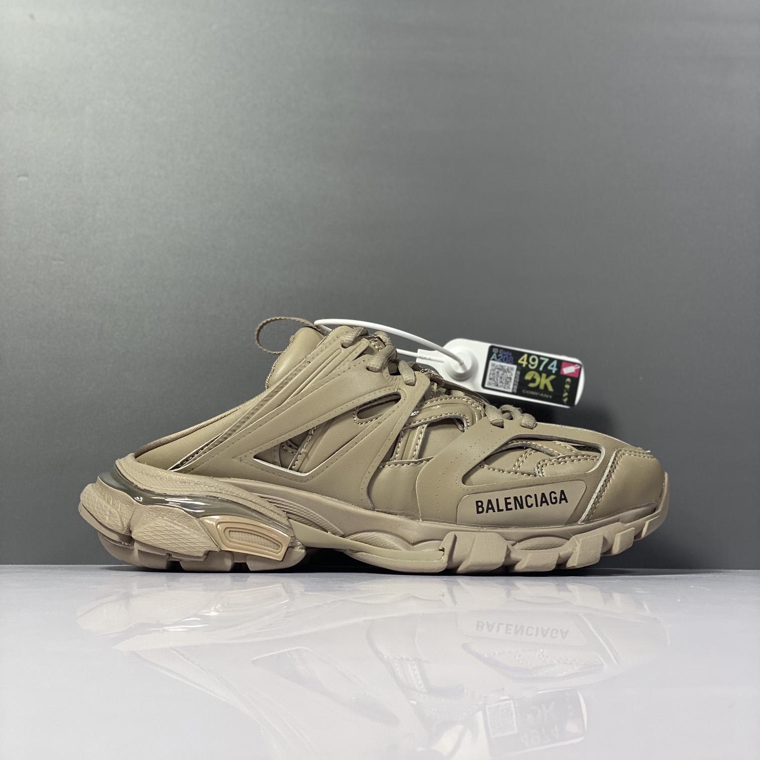 Balenciaga Track Sneaker Mule aus dunkelbeigem und schwarzem Mesh und Nylon - EUR FASHION