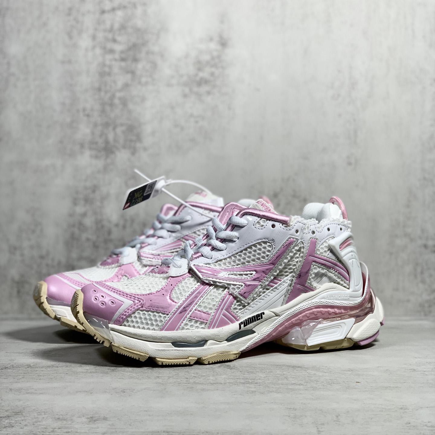 Balenciaga Runner Sneaker aus weißem, rosa, beigem und schwarzem Mesh und Nylon - EUR FASHION