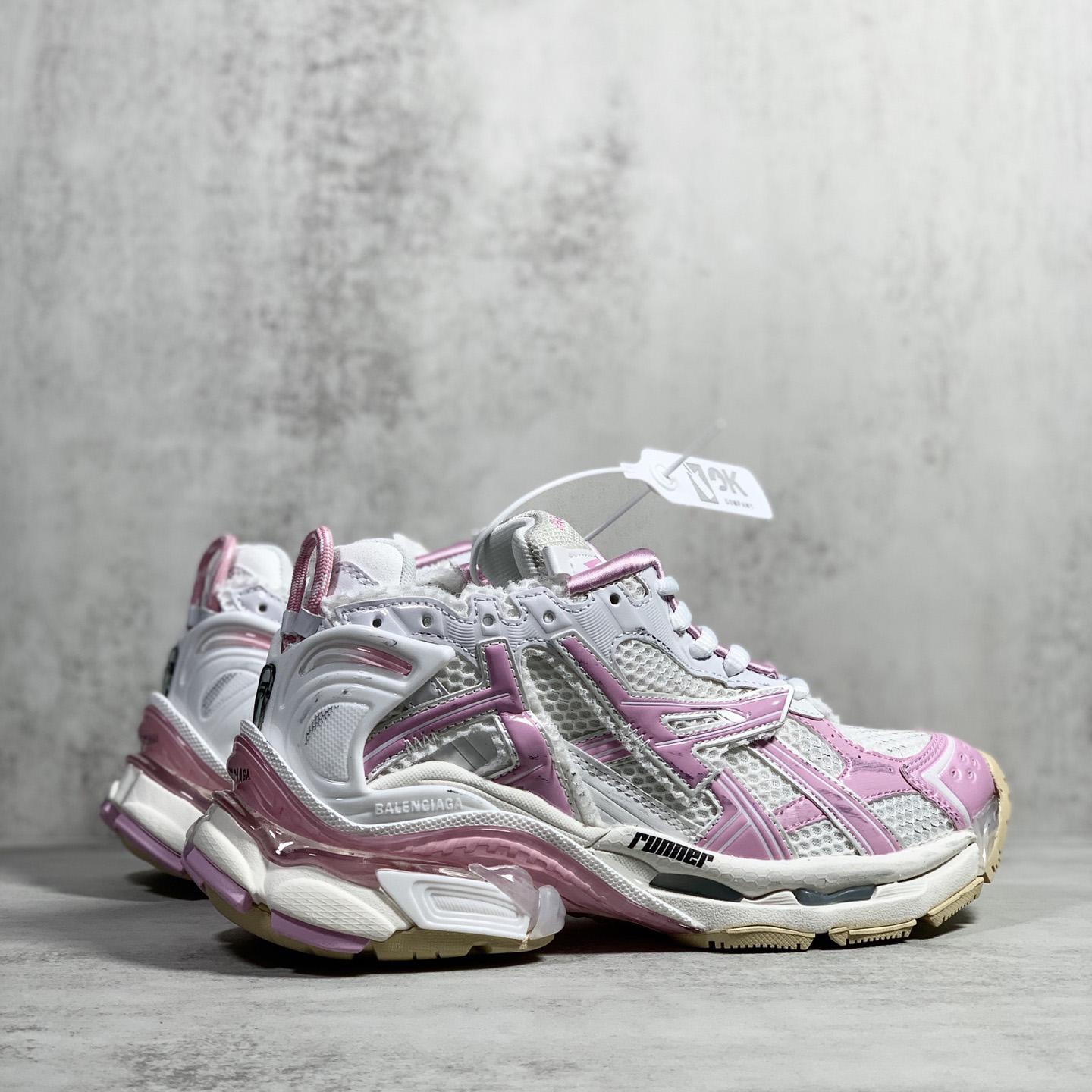 Balenciaga Runner Sneaker aus weißem, rosa, beigem und schwarzem Mesh und Nylon - EUR FASHION