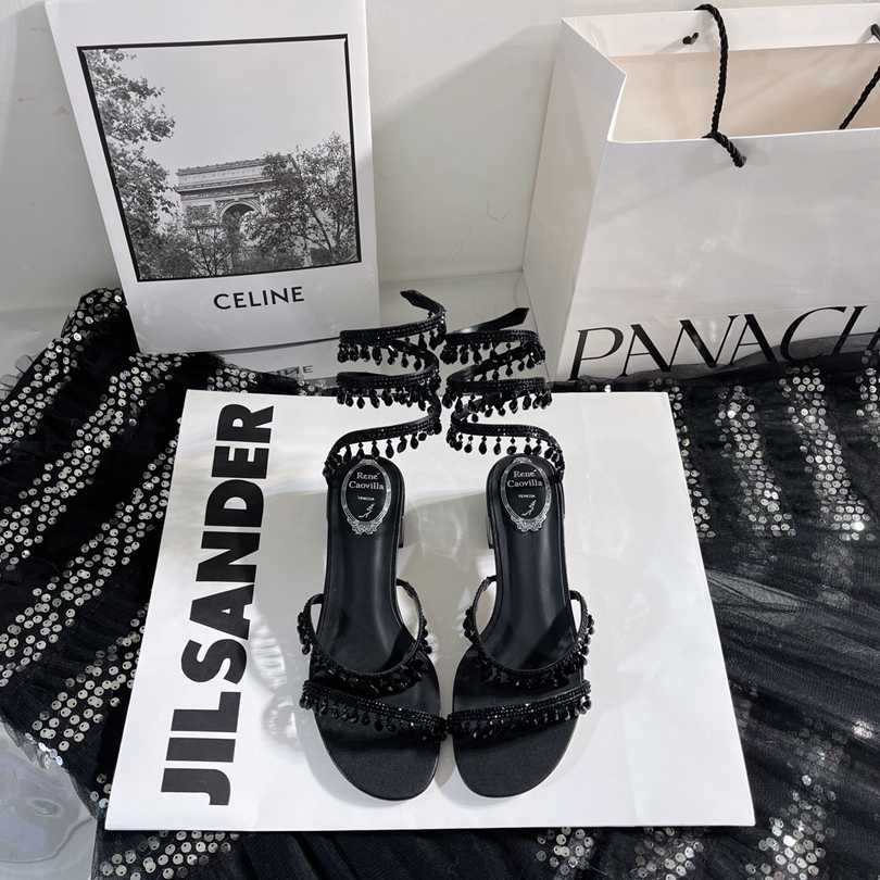 Rene Caovilla Schwarze Sandalen mit Stilettoabsatz - EUR FASHION