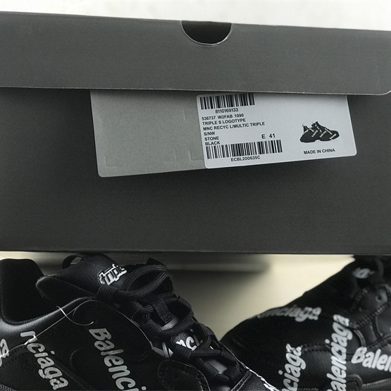 Balenciaga Triple S Logotype Sneaker aus technischem Schwarz-Weiß-Material - EUR FASHION